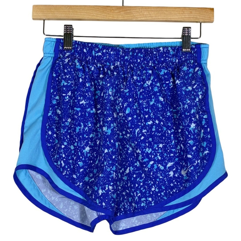 Nike Tempo Splatter Print Running Shorts Blue Athletic Mesh Panels Size S